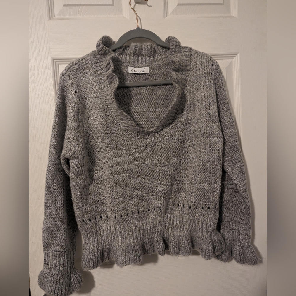 Chic Wish Gray Women's Sweater, no size, I think Size M